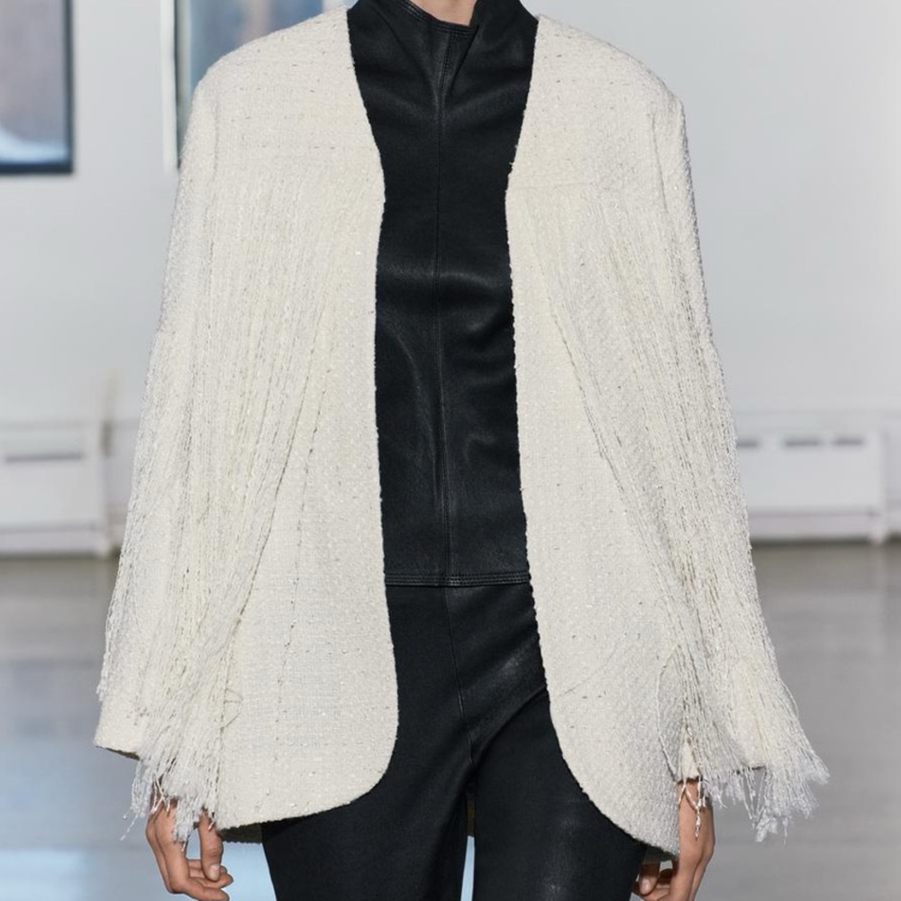 NWT! Zara structured jacket with fringe detail.